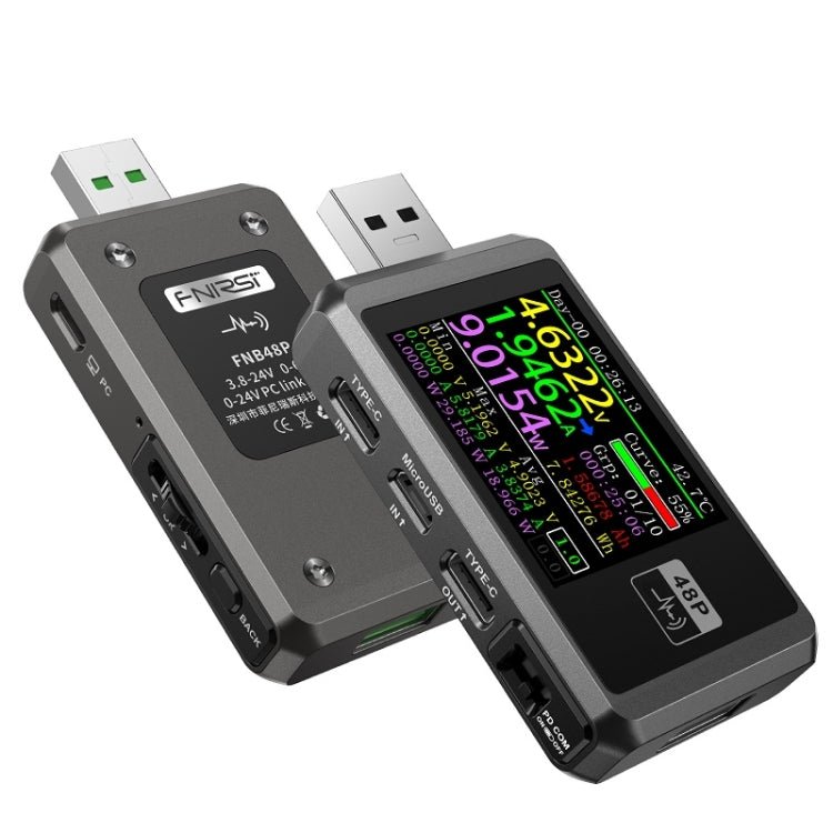 FNIRSI FNB48P USB Mobile Phone DC Power Charger Detector, Color: Without Bluetooth Black - British D'sire Main image