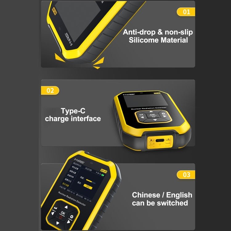 Fnirsi GC01 Home Lndustrial Marble Radioactive X / Y Ray Nuclear Radiation Detector Geiger Counter(Yellow) - British D'sire