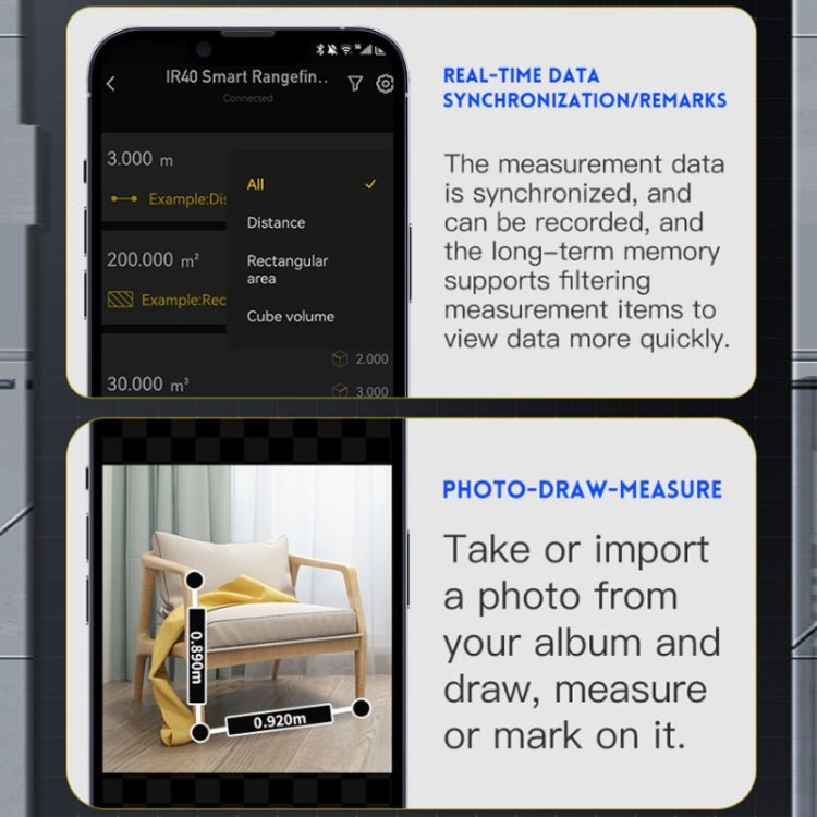 FNIRSI Laser Range Finder Infrared Measuring Ruler(Gray) - British D'sire