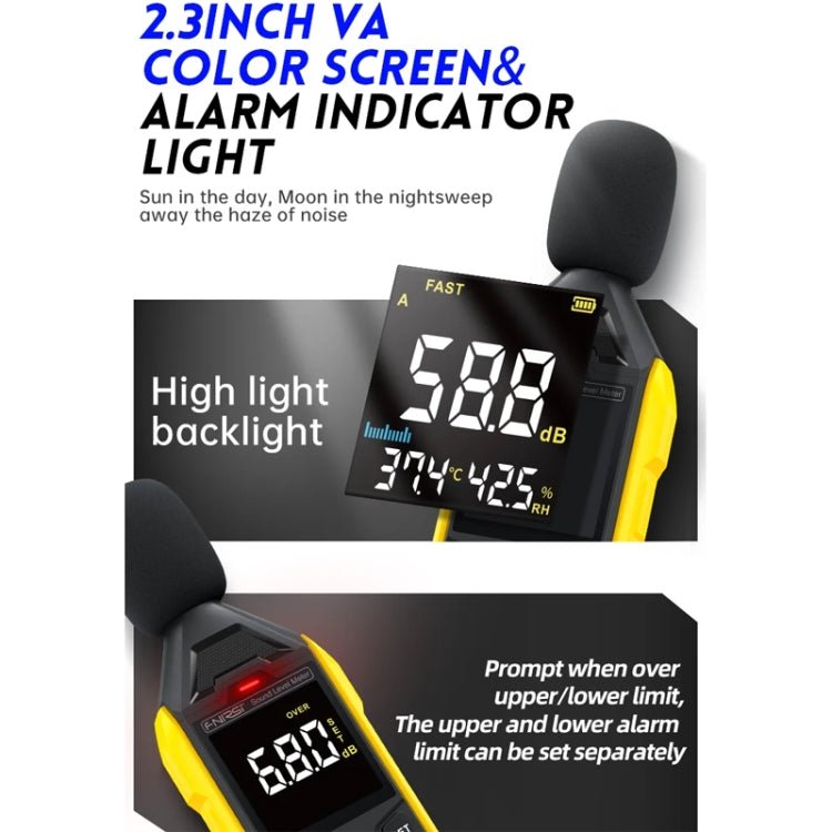 FNIRSI Noise Decibel Meter Home Volume Detector(Yellow) - British D'sire