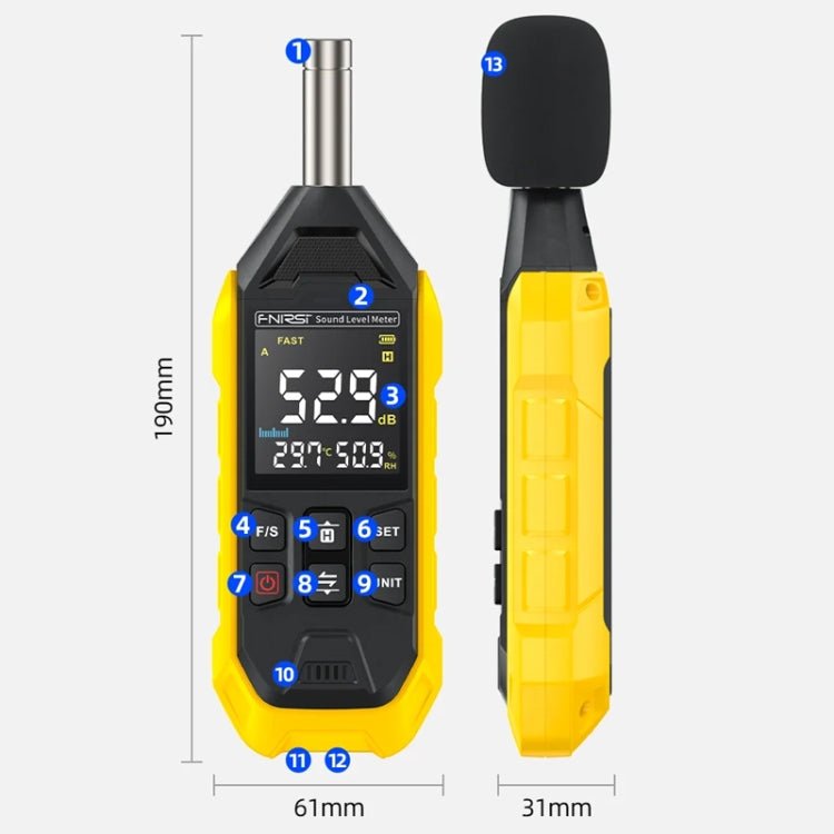 FNIRSI Noise Decibel Meter Home Volume Detector(Yellow) Secondary image