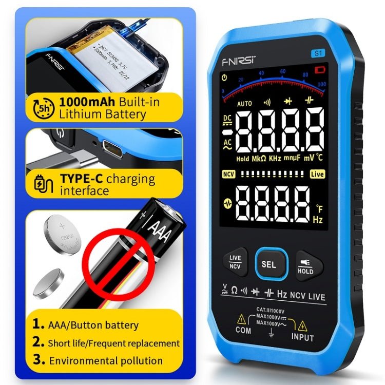 FNIRSI S1 Digital High Precision Fully Automatic Digital Multimeter(Blue) Secondary image
