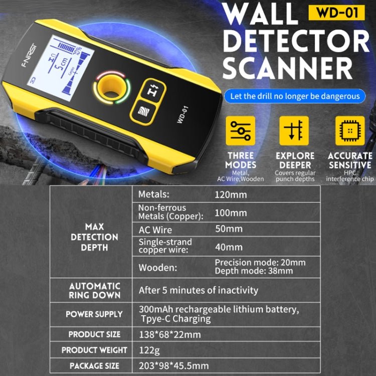 FNIRSI WD - 01 Multifunctional Load - Bearing Wall Wire Metal Detector Dark Line Scanner - British D'sire