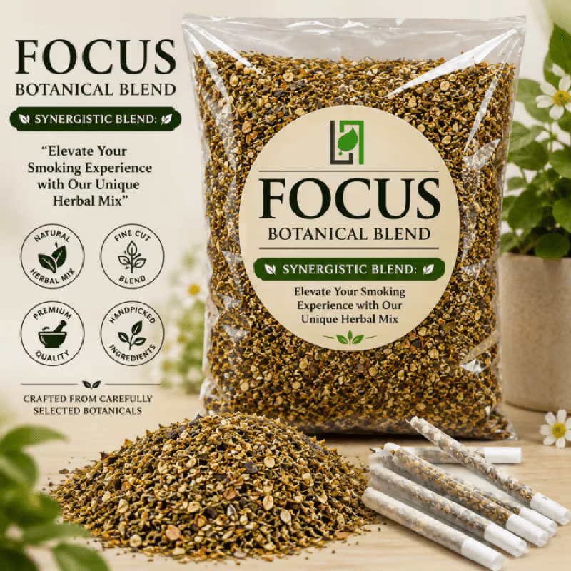 Focus Premium Herbal Smoke Mix. 100% Nicotine Free. 100% Mixed Herbs. 200 grams - Herbal Smoke Mix - British D'sire