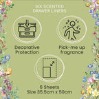 Heathcote & Ivory Flower of Focus Scented Drawer Liners | Add Style and Fragrance to Drawers & Wardrobes | Kitchens & Bedrooms | Vegan Friendly | 6 Sheets