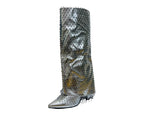 Fold Over Kneel High Diamante Fishnet Boots - Boots - British D'sire