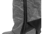 Fold Over Padlock Rhinestone Knee High Wedge Boots - Boots - British D'sire