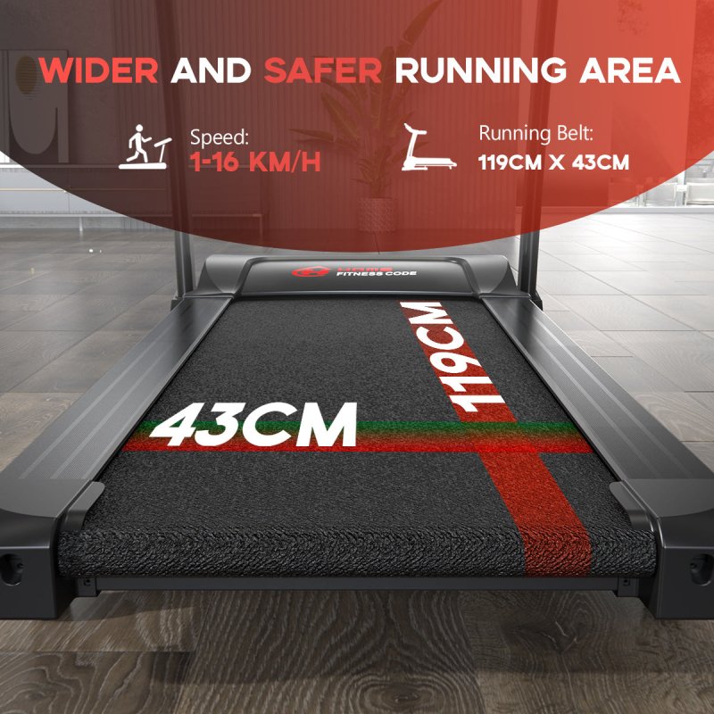 Folding Treadmill 3.0HP Walking Running Machine 1-16KM/H with 0-15% Auto Incline Bluetooth Music, 18 Programs - British D'sire