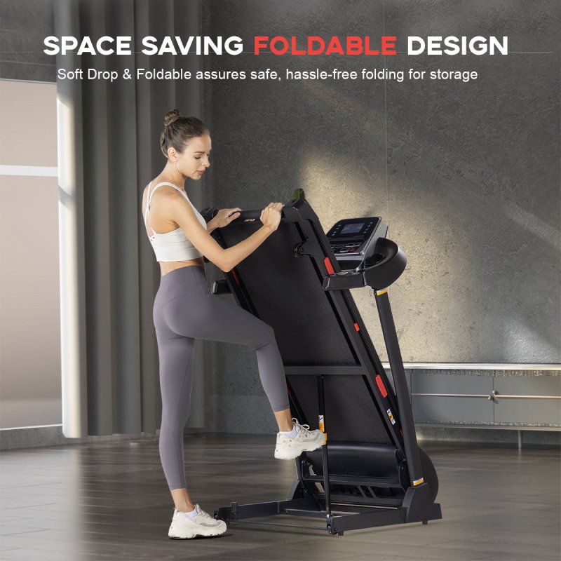 Folding Treadmill 3.0HP Walking Running Machine 1-16KM/H with 0-15% Auto Incline Bluetooth Music, 18 Programs - British D'sire