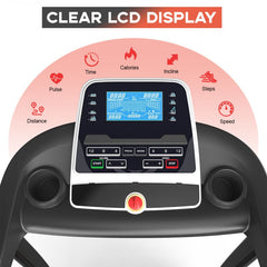 Folding Treadmill 3.0HP Walking Running Machine 1-16KM/H with 0-15% Auto Incline Bluetooth Music, 18 Programs - British D'sire