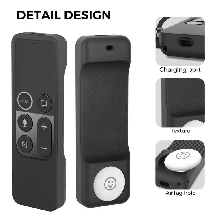 For Apple TV HD / 4K+AirTag AhaStyle PT157 Remote Control Tracker 2 In 1 Silicone Protective Cover(Black) Secondary image