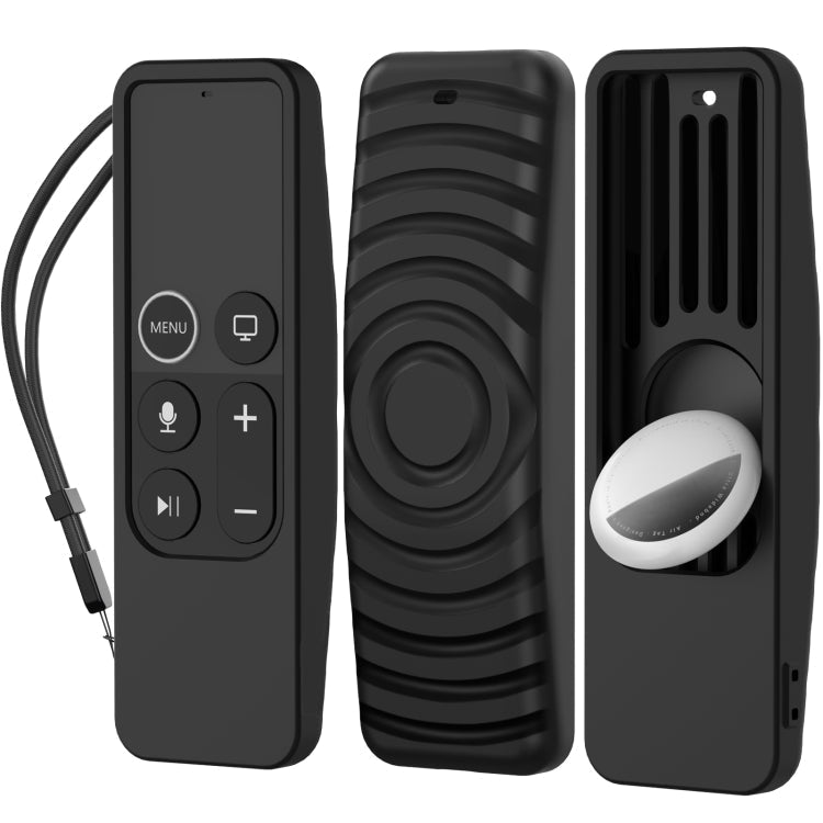 For Apple TV HD / 4K+AirTag AhaStyle PT175 Remote Control Tracker 2 In 1 Silicone Protective Cover(Black) - British D'sire Main image