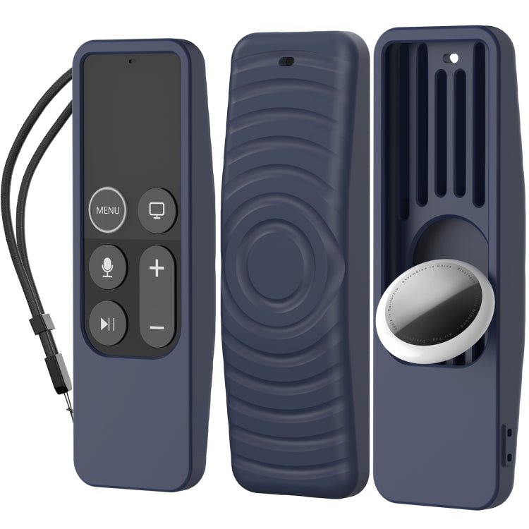 For Apple TV HD / 4K+AirTag AhaStyle PT175 Remote Control Tracker 2 In 1 Silicone Protective Cover(Blue) - British D'sire Main image