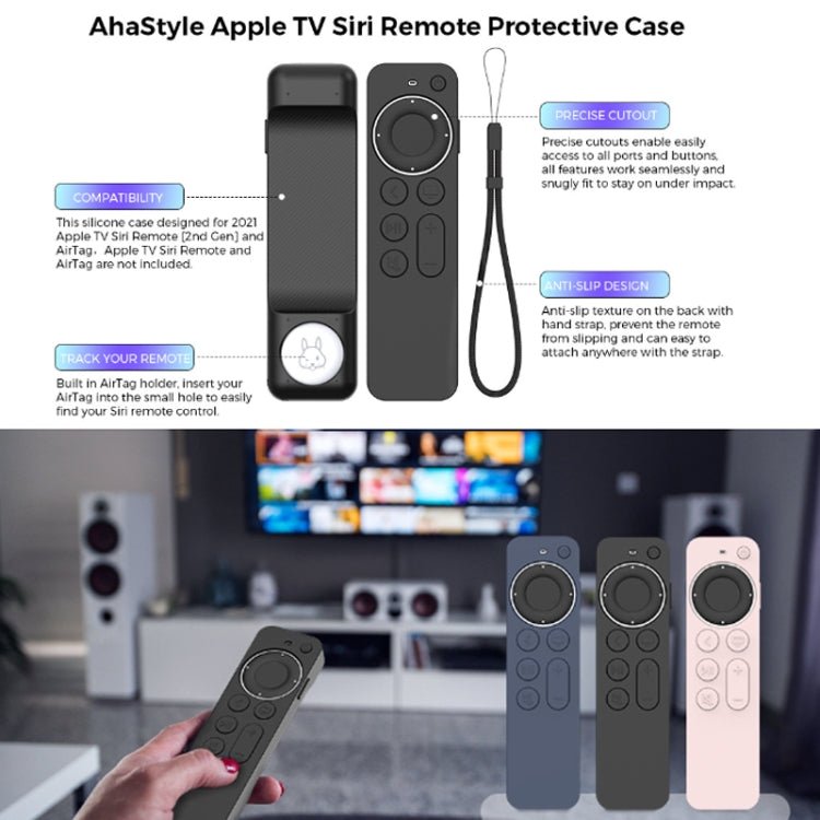For Apple TV Siri Remote 2/3 AhaStyle PT165 Remote Controller Silicone Protective Case(Blue) - British D'sire