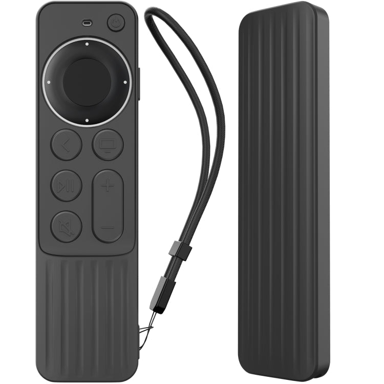 For Apple TV Siri Remote 2/3 AhaStyle PT166 Remote Controller Silicone Protective Case Striped Non - Slip Anti - Drop Cover(Black) - British D'sire Main image