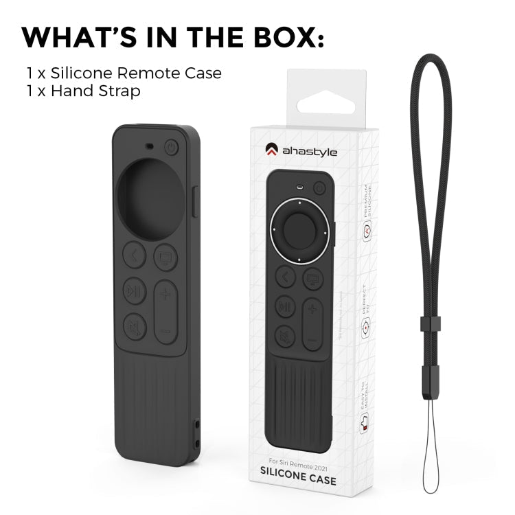 For Apple TV Siri Remote 2/3 AhaStyle PT166 Remote Controller Silicone Protective Case Striped Non-Slip Anti-Drop Cover(Black) Secondary image