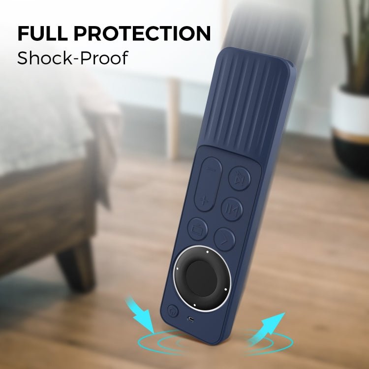 For Apple TV Siri Remote 2/3 AhaStyle PT166 Remote Controller Silicone Protective Case Striped Non - Slip Anti - Drop Cover(Midnight Blue) - British D'sire