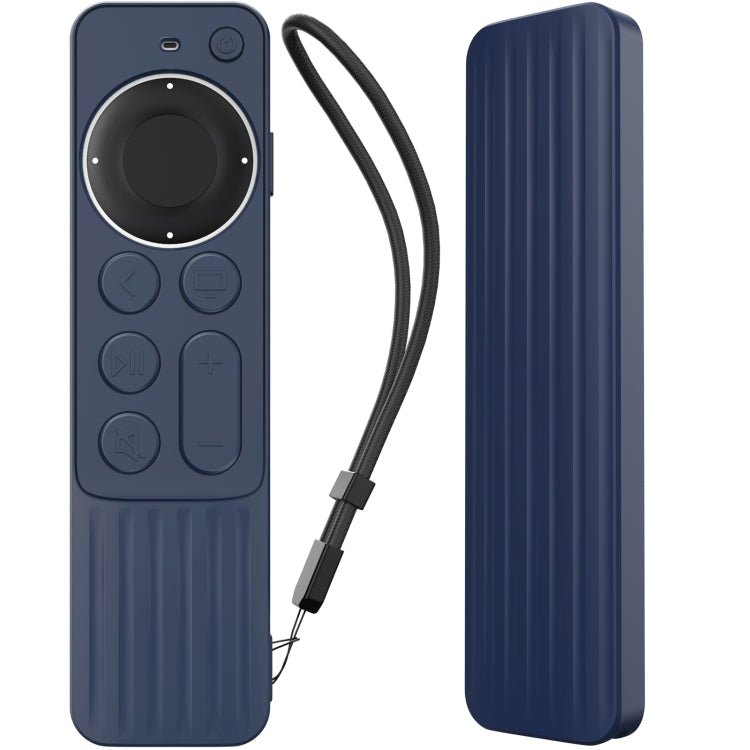 For Apple TV Siri Remote 2/3 AhaStyle PT166 Remote Controller Silicone Protective Case Striped Non - Slip Anti - Drop Cover(Midnight Blue) - British D'sire