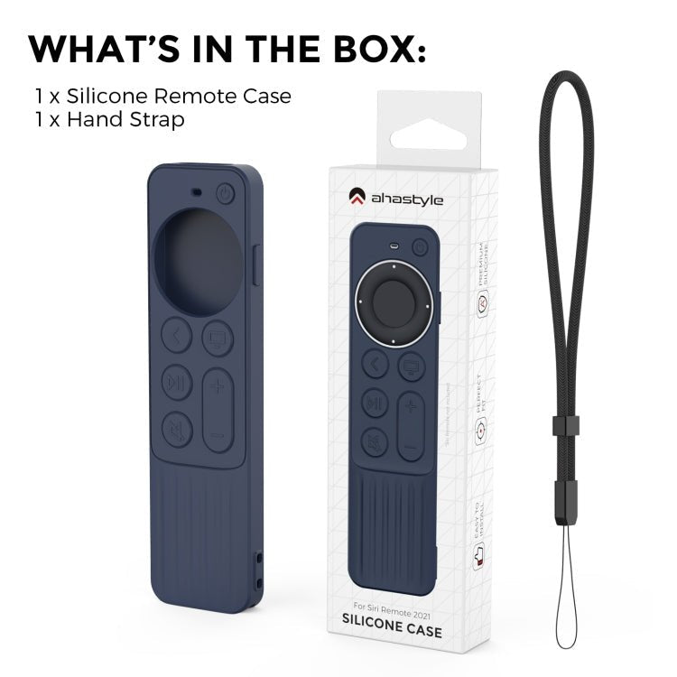 For Apple TV Siri Remote 2/3 AhaStyle PT166 Remote Controller Silicone Protective Case Striped Non - Slip Anti - Drop Cover(Midnight Blue) - British D'sire