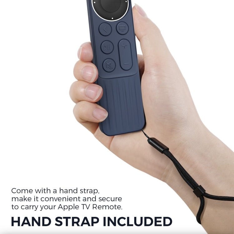 For Apple TV Siri Remote 2/3 AhaStyle PT166 Remote Controller Silicone Protective Case Striped Non - Slip Anti - Drop Cover(Midnight Blue) - British D'sire