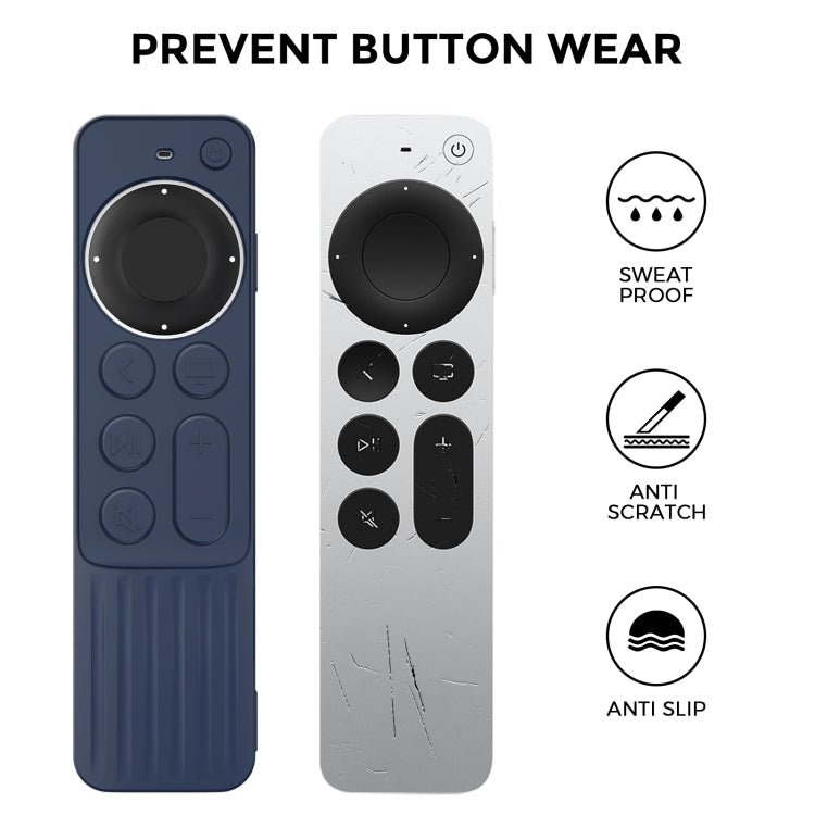For Apple TV Siri Remote 2/3 AhaStyle PT166 Remote Controller Silicone Protective Case Striped Non - Slip Anti - Drop Cover(Pink) - British D'sire