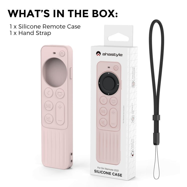 For Apple TV Siri Remote 2/3 AhaStyle PT166 Remote Controller Silicone Protective Case Striped Non - Slip Anti - Drop Cover(Pink) - British D'sire