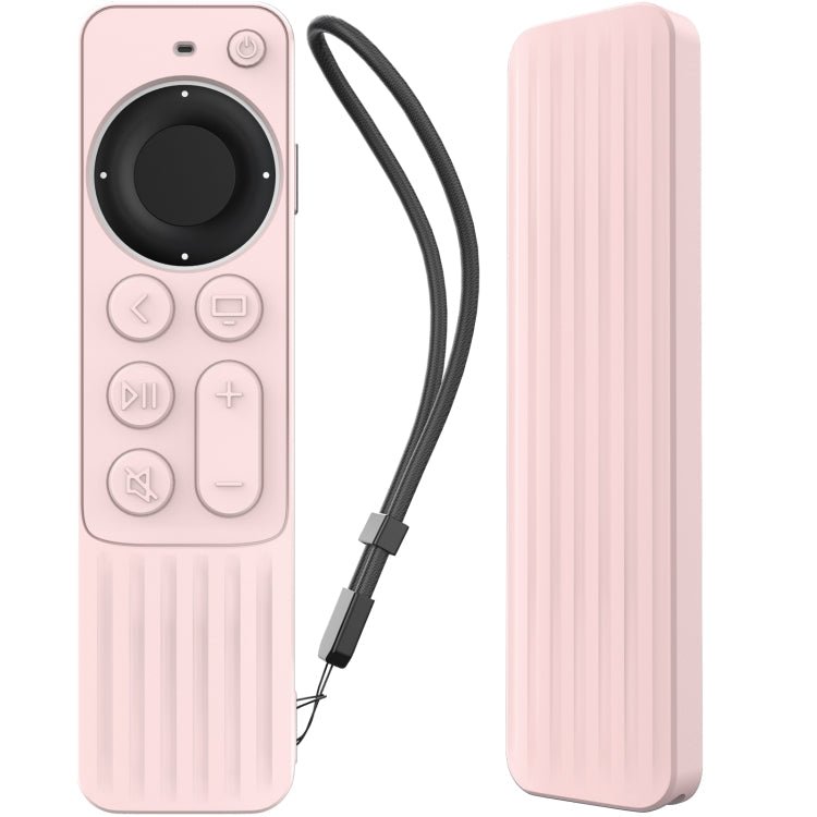 For Apple TV Siri Remote 2/3 AhaStyle PT166 Remote Controller Silicone Protective Case Striped Non - Slip Anti - Drop Cover(Pink) - British D'sire