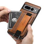For Googel Pixel 8 Pro Suteni H13 Card Wallet Wrist Strap Holder PU Phone Case(Brown) - British D'sire