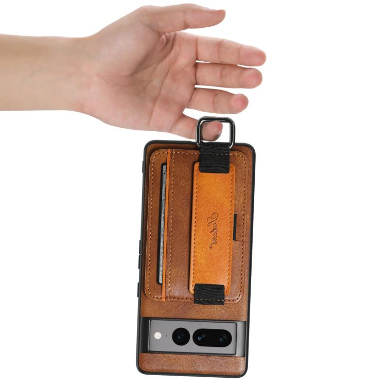 For Googel Pixel 8 Pro Suteni H13 Card Wallet Wrist Strap Holder PU Phone Case(Brown) - British D'sire