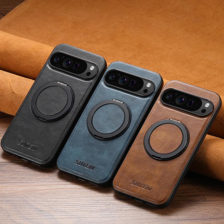 For Google Pixel 10 Pro Suteni G3 Oil Wax 360 Rotation Holder MagSafe Back Phone Case(Blue) - British D'sire