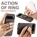 For Google Pixel 10 Pro XL Suteni G3 360 Rotation Holder MagSafe Denim Leather Back Phone Case(Brown) - British D'sire