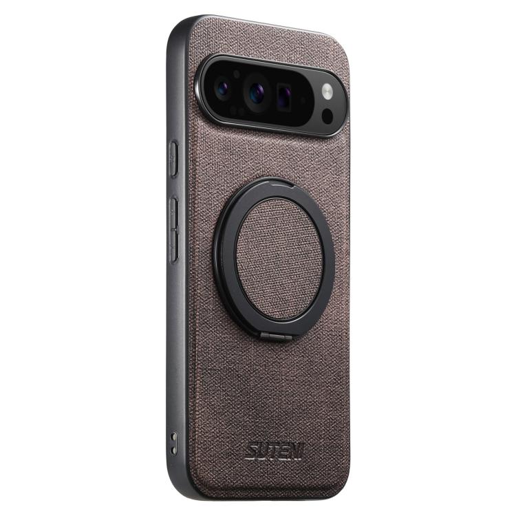 For Google Pixel 10 Pro XL Suteni G3 360 Rotation Holder MagSafe Denim Leather Back Phone Case(Brown) - British D'sire Main image