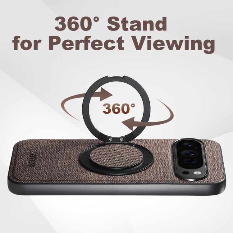 For Google Pixel 10 Pro XL Suteni G3 360 Rotation Holder MagSafe Denim Leather Back Phone Case(Brown) Secondary image