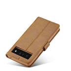 For Google Pixel 6a LC.IMEEKE Calf Texture Flip Leather Phone Case(Brown) - British D'sire