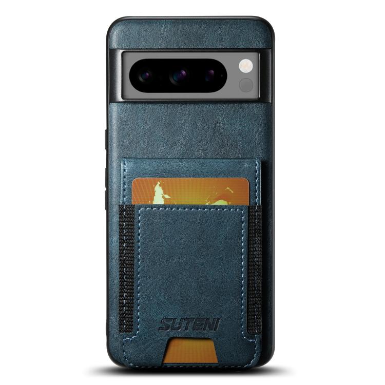 For Google Pixel 9 Pro Suteni H03 Oil Wax Leather Wallet Stand Back Phone Case(Blue) - British D'sire Main image
