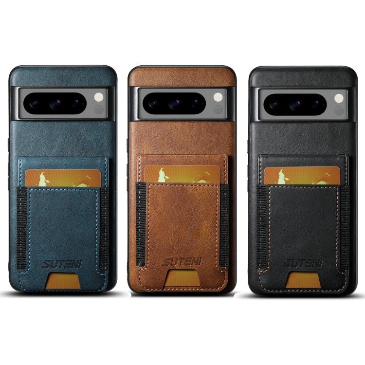 For Google Pixel 9 Pro Suteni H03 Oil Wax Leather Wallet Stand Back Phone Case(Blue) - British D'sire