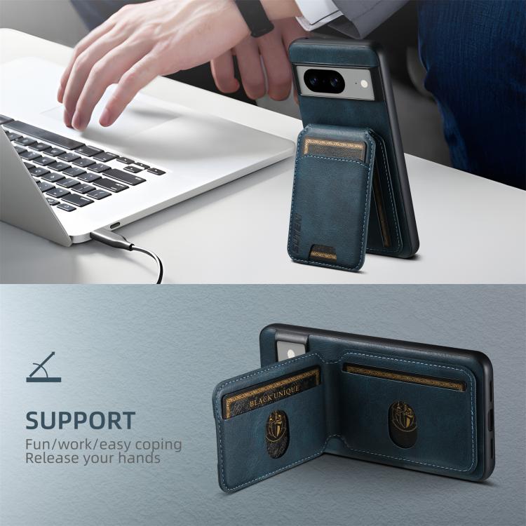 For Google Pixel 9 Suteni H02 Leather Wallet Stand Back Phone Case(Blue) - British D'sire