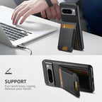 For Google Pixel 9 Suteni H03 Oil Wax Leather Wallet Stand Back Phone Case(Black) - British D'sire