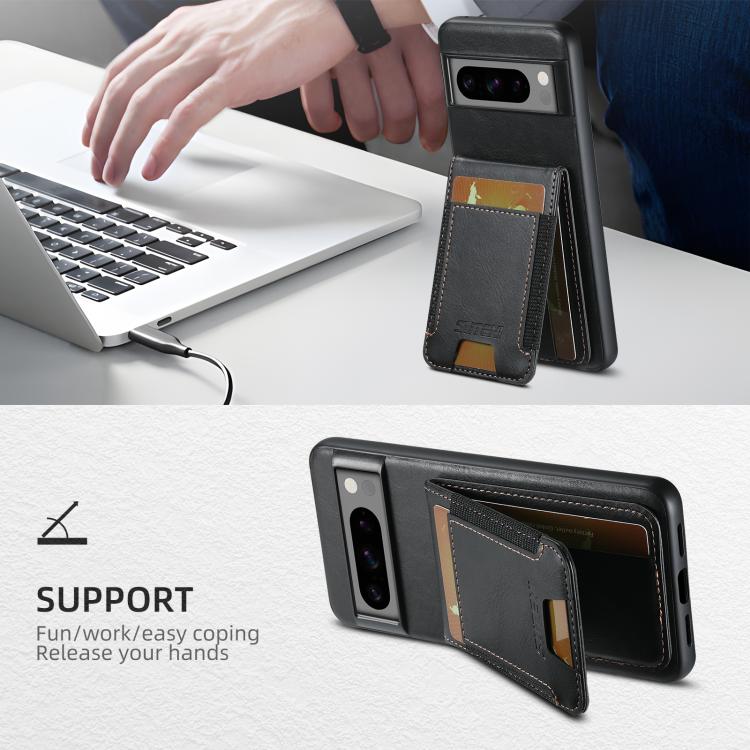 For Google Pixel 9 Suteni H03 Oil Wax Leather Wallet Stand Back Phone Case(Black) - British D'sire