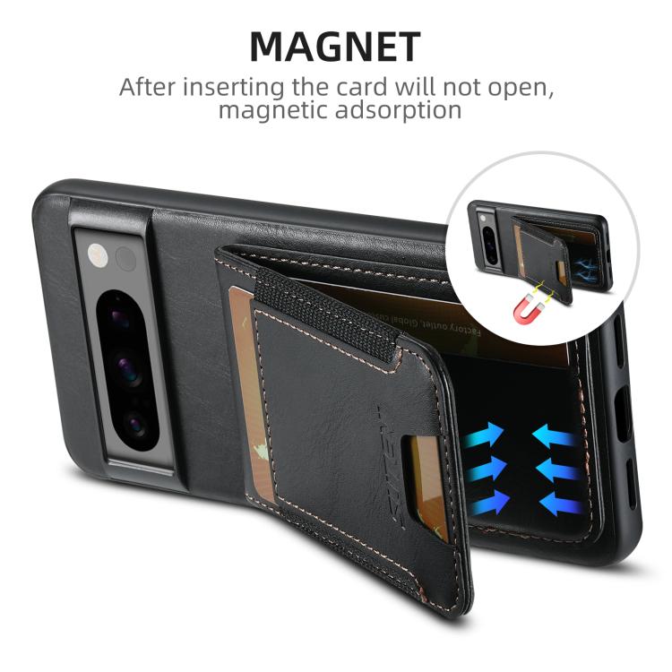 For Google Pixel 9 Suteni H03 Oil Wax Leather Wallet Stand Back Phone Case(Black) - British D'sire