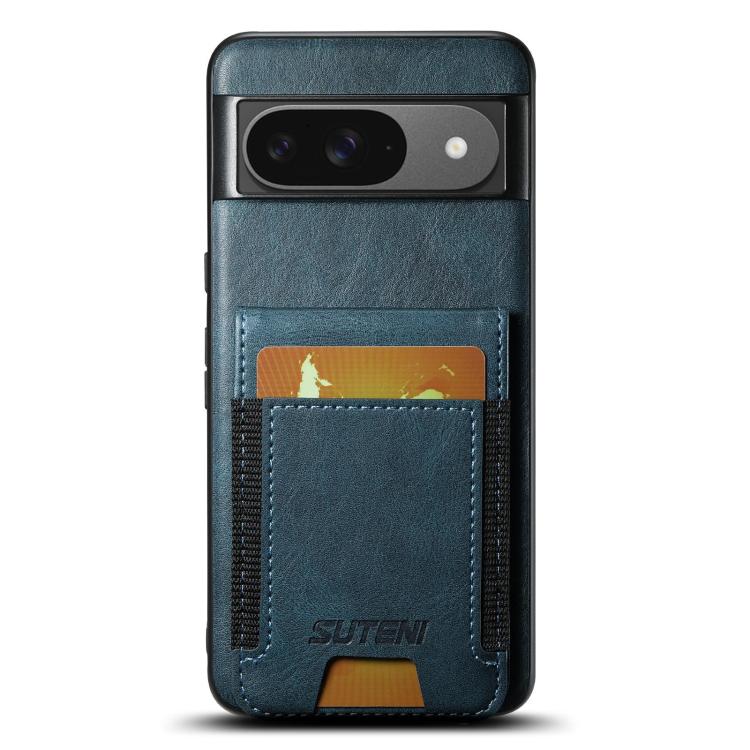 For Google Pixel 9 Suteni H03 Oil Wax Leather Wallet Stand Back Phone Case(Blue) - British D'sire Main image