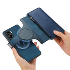For Honor 90 Lite CaseNeo MagSafe RFID Anti - theft Zipper Wallet Retro Leather Phone Case(Blue) - British D'sire