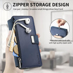 For Honor 90 Lite CaseNeo MagSafe RFID Anti - theft Zipper Wallet Retro Leather Phone Case(Blue) - British D'sire