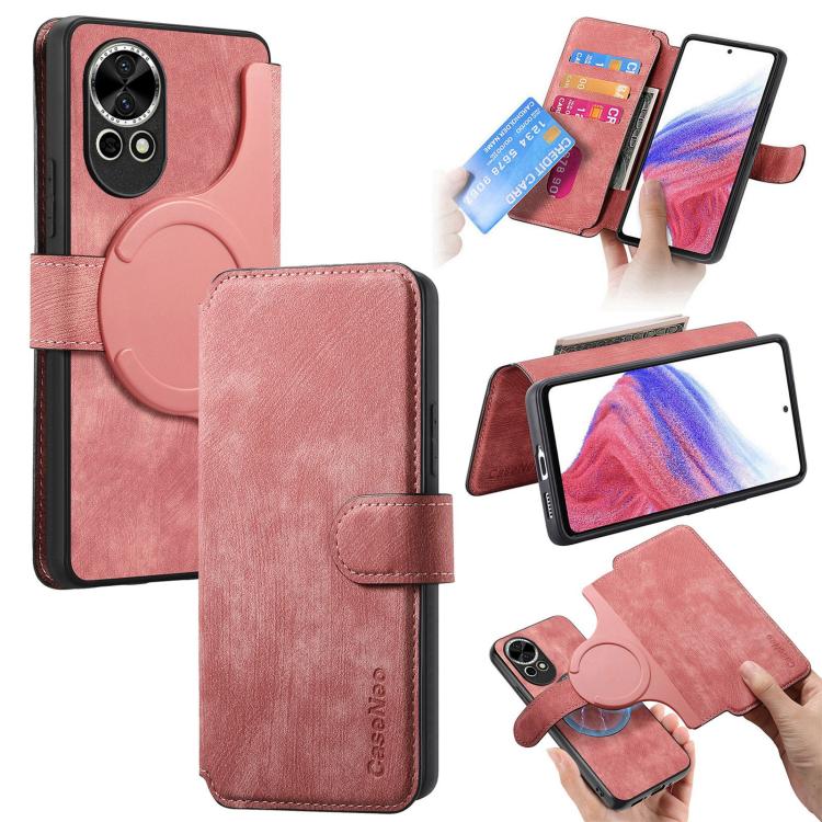 For Huawei nova 12 Pro CaseNeo MagSafe RFID Anti - theft Retro Leather Phone Case(Pink) - British D'sire Main image