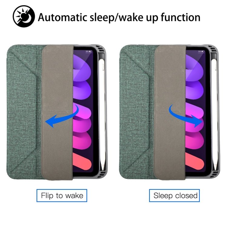 For iPad mini 6 / mini 2024 Mutural Multi - fold Smart Leather Tablet Case(Black) - British D'sire