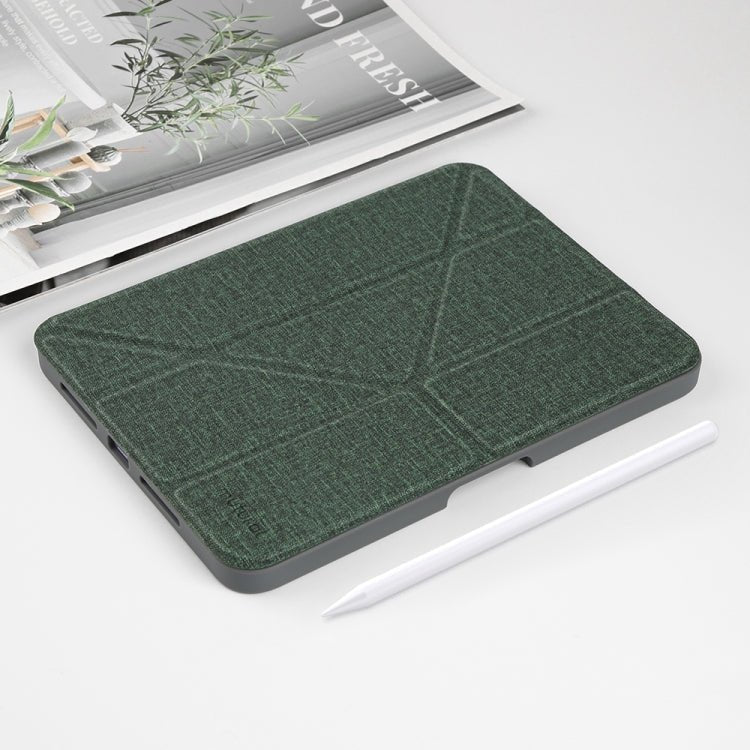 For iPad mini 6 / mini 2024 Mutural Multi - fold Smart Leather Tablet Case(Dark Green) - British D'sire