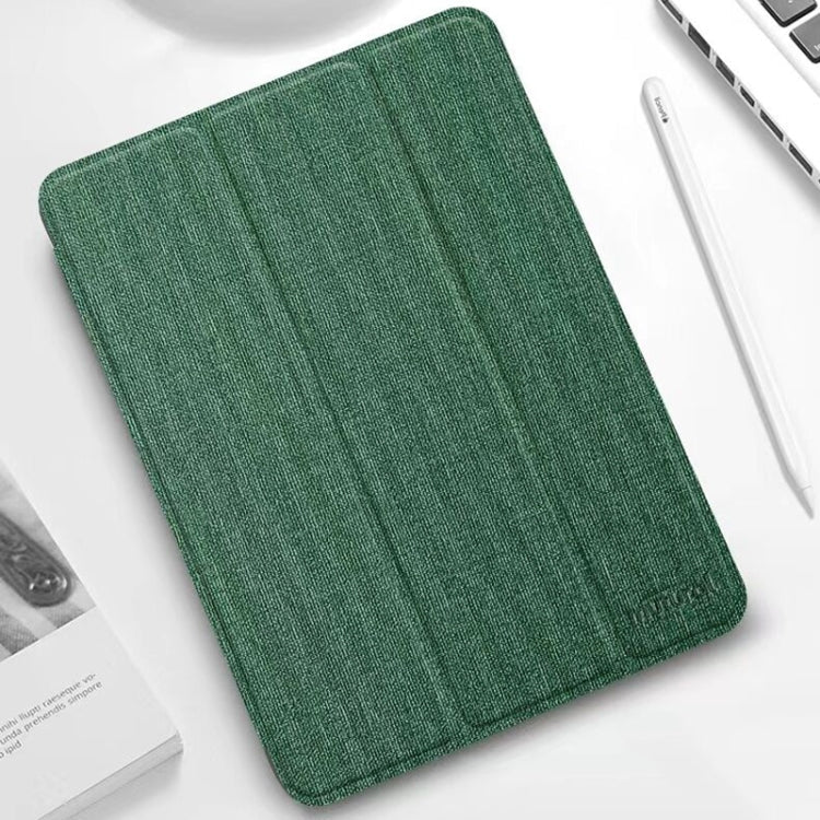 For iPad mini 6 / mini 2024 Mutural YASHI Series Cloth Pattern Texture Horizontal Flip Tablet Case(Green) - British D'sire Main image