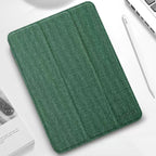 For iPad mini 6 / mini 2024 Mutural YASHI Series Cloth Pattern Texture Horizontal Flip Tablet Case(Green) - British D'sire