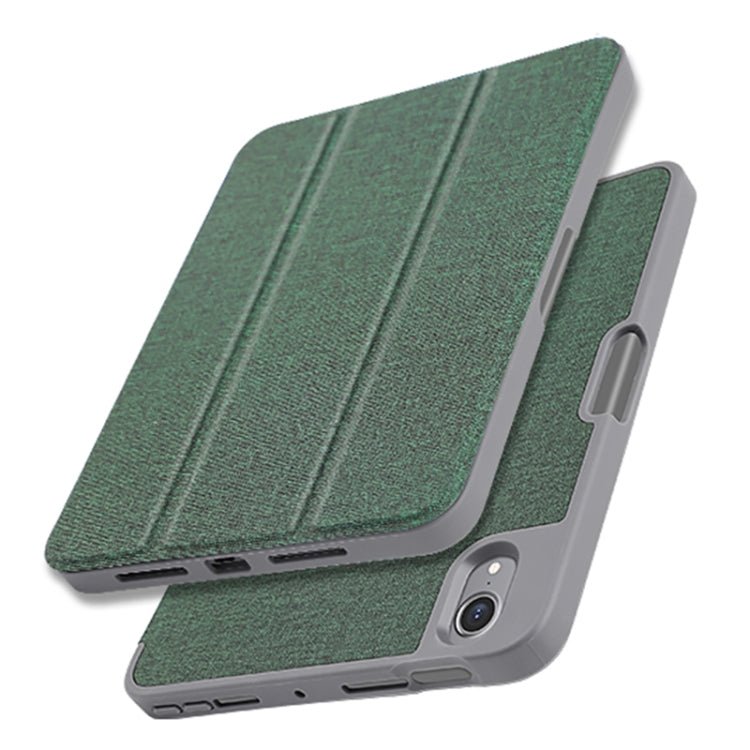 For iPad mini 6 / mini 2024 Mutural YASHI Series Cloth Pattern Texture Horizontal Flip Tablet Case(Green) - British D'sire