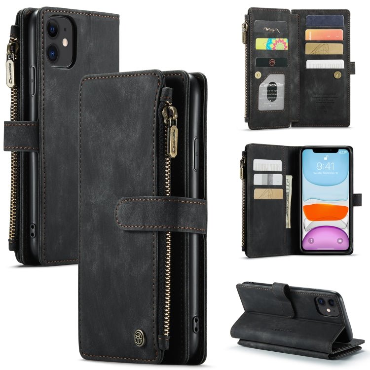 For iPhone 11 CaseMe - C30 PU + TPU Multifunctional Horizontal Flip Leather Case with Holder & Card Slot & Wallet & Zipper Pocket (Black) - British D'sire Main image